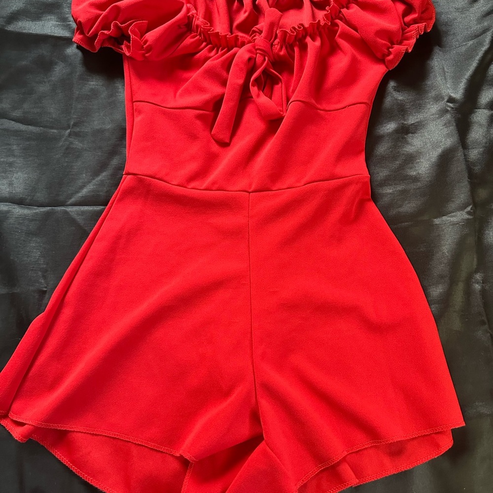 PrettyLittleThing Red Ruffle One Piece Swimsuit